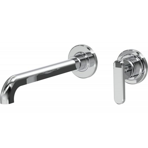 Wash basin tap Wall-mounted - external part 2 holes mixer With push-open waste set, color: Chrome material: Brass surface: Glossy Wall-mounted - external part