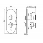 Shower tap Wall-mounted external part 3 way material: Brass thermostatic With plate without hand shower, hose and holder, color: Chrome surface: Glossy Wall-mounted - external part
