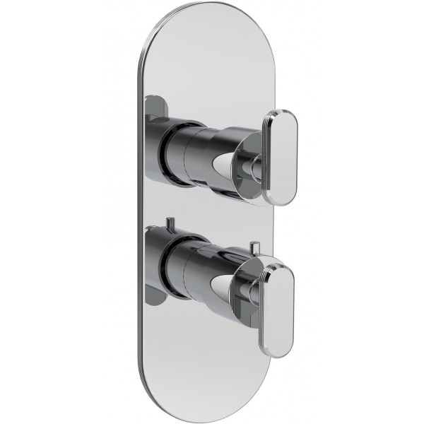 Shower tap Wall-mounted external part 3 way material: Brass thermostatic With plate without hand shower, hose and holder, color: Chrome surface: Glossy Wall-mounted - external part