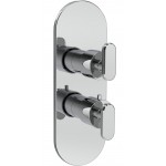 Shower tap Wall-mounted external part 3 way material: Brass thermostatic With plate without hand shower, hose and holder, color: Chrome surface: Glossy Wall-mounted - external part