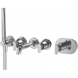 Μπαταρία μπανιέρας εντοιχιζόμενη εξωτερικό μέρος 2 εξόδων από ορείχαλκο 5 οπών, με ξεχωριστές εξόδους, χρώμα: Χρωμέ επιφάνεια: Γυαλιστερή Εντοιχιζόμενες εξωτερικό μέρος