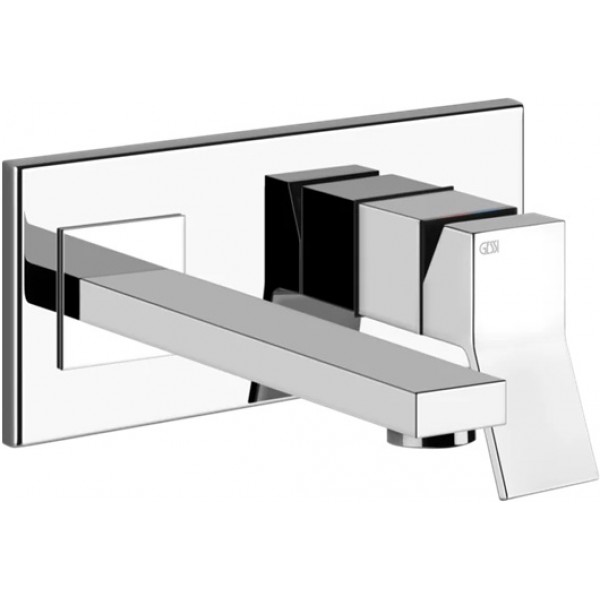 Wash basin tap Wall-mounted - external part mixer With plate Without waste, color: Chrome material: Brass surface: Glossy Wall-mounted - external part