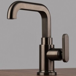 Μπαταρία νιπτήρος επικαθήμενη αναμεικτική από ορείχαλκο με βαλβίδα push-open  υψηλή Υ19,9cm Brushed Black, χρώμα: Μαύρο επιφάνεια: Βουρτσισμένη Επικαθήμενες