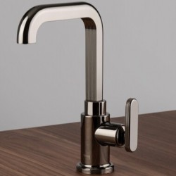 Wash basin tap Deck-mounted L size material: Brass mixer With push-open waste set, color: Black surface: Glossy Deck-mounted