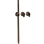 Shower tap Wall-mounted external part 2 way 3 holes material: Brass thermostatic with hand shower, hose and holder, color: Bronze surface: Glossy Wall-mounted - external part