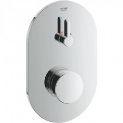 Shower tap Wall-mounted external part 1 way material: Brass self-closing With plate without hand shower, hose and holder, color: Chrome surface: Glossy Wall-mounted - external part