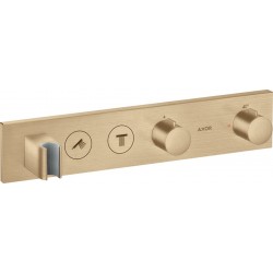 Shower tap Wall-mounted external part 2 way material: Brass thermostatic With plate with separate exits without hand shower, hose and holder, color: Bronze surface: Brushed Wall-mounted - external part