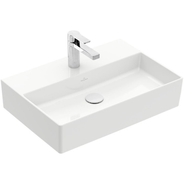 Νιπτήρας επίτοιχος 60x42x13,5 White Alpin με 1 γούρνα με οπή στη μέση χωρίς κολώνα / χωρίς υπερχείλιση από πορσελάνη, χρώμα: Λευκό επιφάνεια: Γυαλιστερή Επίτοιχοι