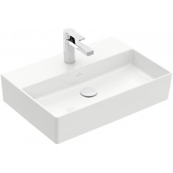 Νιπτήρας επίτοιχος 60x42x13,5 White Alpin με 1 γούρνα με οπή στη μέση χωρίς κολώνα / χωρίς υπερχείλιση από πορσελάνη, χρώμα: Λευκό επιφάνεια: Γυαλιστερή