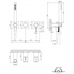 Shower tap Wall-mounted external part 2 way 3 holes material: Brass mixer with hand shower, hose and holder with separate exits, color: Bronze surface: Glossy Wall-mounted - external part