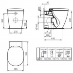 Floor standing toilet & toilet seat soft closing, style: Wrapover Aquablade back to wall vertical outlet / horizontal outlet p 55x36,5 surface: Glossy, color: White Floor standing