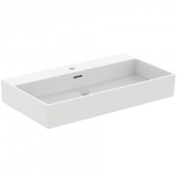 Washbasin Wall-mounted 81,5x45x12,5 With 1 bowl With hole in the middle With overflow material: Porcelain, color: White surface: Matt Wall-mounted