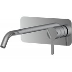 Μπαταρία νιπτήρος εντοιχιζόμενη - εξωτερικό μέρος αναμεικτική με βαλβίδα push-open  με πλακέτα, χρώμα: Χρωμέ από ορείχαλκο με πλάγιο ρουξούνι, 15,3cm επιφάνεια: Γυαλιστερή Εντοιχιζόμενες εξωτερικό μέρος