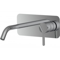 Wash basin tap Wall-mounted - external part mixer With plate With push-open waste set, color: Chrome material: Brass surface: Glossy Wall-mounted - external part