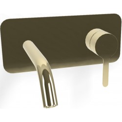 Wash basin tap Wall-mounted - external part mixer With plate With push-open waste set, color: Gold Champagne material: Brass surface: Glossy Wall-mounted - external part