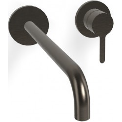 Wash basin tap Wall-mounted - external part 2 holes mixer With push-open waste set, color: Black Brushed Black Chrome material: Brass surface: Brushed Wall-mounted - external part