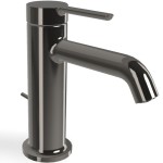 Μπαταρία νιπτήρος επικαθήμενη αναμεικτική από ορείχαλκο με βαλβίδα push-open  Υ14,7cm Black Chrome, χρώμα: Μαύρο επιφάνεια: Γυαλιστερή Επικαθήμενες