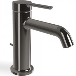 Wash basin tap Deck-mounted material: Brass mixer With push-open waste set Μ size Black Chrome, color: Black surface: Glossy Deck-mounted