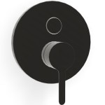 Μπαταρία ντουζιέρας εντοιχιζόμενη εξωτερικό μέρος 2 εξόδων αναμεικτική από ορείχαλκο με πλακέτα push button, Black Chrome, χρώμα: Μαύρο επιφάνεια: Γυαλιστερή Εντοιχιζόμενες εξωτερικό μέρος