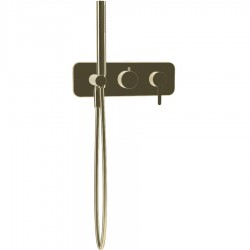 Shower tap Wall-mounted external part 2 way material: Brass mixer with hand shower, hose and holder With plate Champagne, color: Gold surface: Glossy Wall-mounted - external part