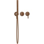 Shower tap Wall-mounted external part 2 way 3 holes material: Brass mixer with hand shower, hose and holder Brushed Amber Bronze, color: Bronze surface: Brushed Wall-mounted - external part