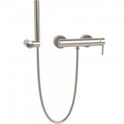 Shower tap Wall-mounted exposed material: Brass mixer with hand shower, hose and holder Brushed Nickel, color: Chrome surface: Brushed Wall-mouned exposed