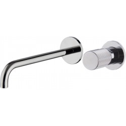 Wash basin tap Wall-mounted - external part 2 holes mixer With push-open waste set, color: Chrome material: Brass surface: Glossy Wall-mounted - external part