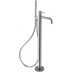 Μπαταρία μπανιέρας επιδαπέδια εξωτερικό μέρος από ορείχαλκο με τηλέφωνο stick 1 ροής & σπιράλ 1,5m, χρώμα: Χρωμέ επιφάνεια: Γυαλιστερή Επιδαπέδιες