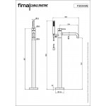 Μπαταρία μπανιέρας επιδαπέδια εξωτερικό μέρος από ορείχαλκο με τηλέφωνο stick 1 ροής & σπιράλ 1,5m, Brushed Black Chrome, χρώμα: Μαύρο επιφάνεια: Βουρτσισμένη Επιδαπέδιες