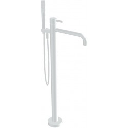 Bathtub tap Floor-standing external part material: Brass White Matt, color: White surface: Matt Floor standing
