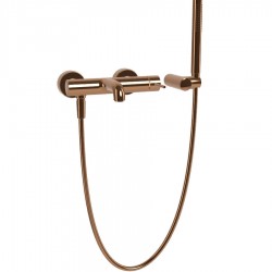 Bathtub tap Wall-mounted exposed material: Brass with hand shower, hose and holder Amber Bronze mixer, color: Bronze surface: Glossy Wall-mouned exposed