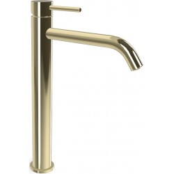 Wash basin tap Deck-mounted for free-standing washbasin material: Brass mixer With push-open waste set Champagne, color: Gold surface: Glossy Deck-mounted