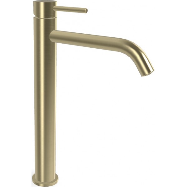 Wash basin tap Deck-mounted for free-standing washbasin material: Brass mixer With push-open waste set Brushed Champagne, color: Gold surface: Brushed Deck-mounted