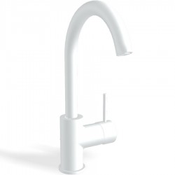 Wash basin tap Deck-mounted L size material: Brass mixer With push-open waste set White Matt, color: White surface: Matt Deck-mounted