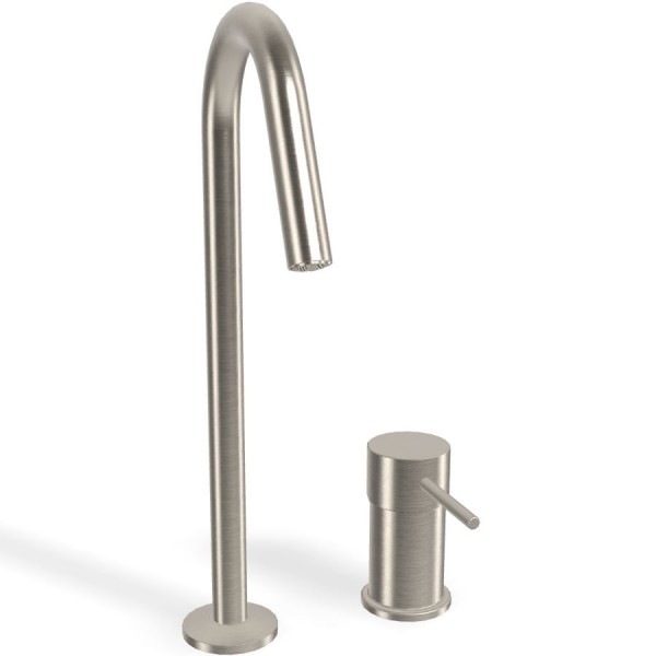 Wash basin tap Deck-mounted L size material: Brass mixer With push-open waste set Brushed Nickel, color: Chrome surface: Brushed Deck-mounted Wash basin tap Deck-mounted L size material: Brass mixer With push-open waste set Brushed Nickel, color: Chrome surface: Brushed Deck-mounted