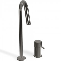 Wash basin tap Deck-mounted L size material: Brass mixer With push-open waste set Black Chrome, color: Black surface: Glossy Deck-mounted
