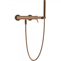 Μπαταρία ντουζιέρας επίτοιχη αναμεικτική από ορείχαλκο με τηλέφωνο, σπιράλ, στήριγμα Amber Bronze, χρώμα: Μπρονζέ επιφάνεια: Γυαλιστερή Επίτοιχες