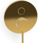 Shower tap Wall-mounted external part 2 way material: Brass mixer With plate without hand shower, hose and holder Gold, color: Gold surface: Glossy Wall-mounted - external part