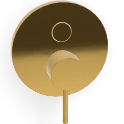 Shower tap Wall-mounted external part 2 way material: Brass mixer With plate without hand shower, hose and holder Gold, color: Gold surface: Glossy Wall-mounted - external part