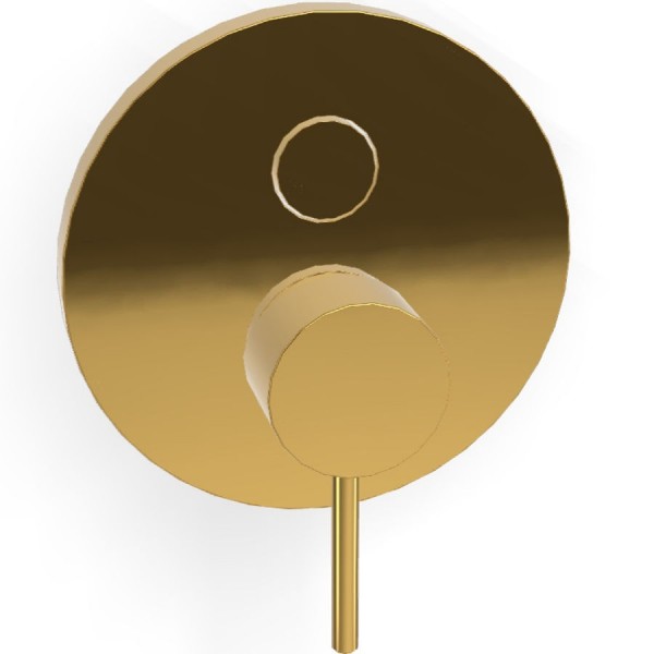 Shower tap Wall-mounted external part 2 way material: Brass mixer With plate without hand shower, hose and holder Gold, color: Gold surface: Glossy Wall-mounted - external part