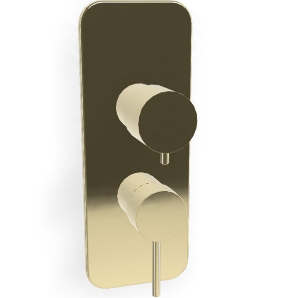 Shower tap Wall-mounted external part 2 way / 3 way material: Brass mixer With plate without hand shower, hose and holder Champagne, color: Gold surface: Glossy Wall-mounted - external part