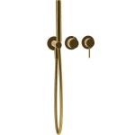Shower tap Wall-mounted external part 2 way 3 holes material: Brass mixer with hand shower, hose and holder Gold, color: Gold surface: Glossy