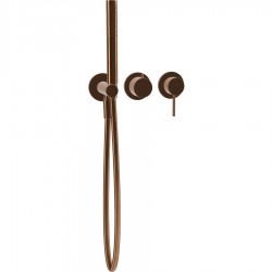 Shower tap Wall-mounted external part 2 way 3 holes material: Brass mixer with hand shower, hose and holder Amber Bronze, color: Bronze surface: Glossy Wall-mounted - external part