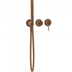 Μπαταρία ντουζιέρας εντοιχιζόμενη εξωτερικό μέρος 2 εξόδων 3 οπών αναμεικτική από ορείχαλκο με τηλέφωνο, σπιράλ, στήριγμα Brushed Amber Bronze, χρώμα: Μπρονζέ επιφάνεια: Βουρτσισμένη Εντοιχιζόμενες εξωτερικό μέρος