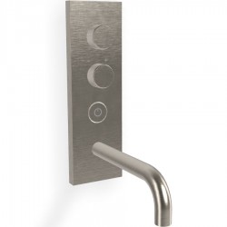 Μπαταρία νιπτήρος εντοιχιζόμενη - εξωτερικό μέρος αναμεικτική με βαλβίδα push-open  με πλακέτα, χρώμα: Χρωμέ 16cm, on/off push button, Brushed Nickel από ορείχαλκο επιφάνεια: Βουρτσισμένη Εντοιχιζόμενες εξωτερικό μέρος