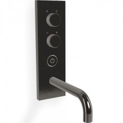 Μπαταρία νιπτήρος εντοιχιζόμενη - εξωτερικό μέρος αναμεικτική με βαλβίδα push-open  με πλακέτα, χρώμα: Μαύρο 16cm, on/off push button, Black Chrome από ορείχαλκο επιφάνεια: Γυαλιστερή Εντοιχιζόμενες εξωτερικό μέρος