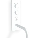 Μπαταρία νιπτήρος εντοιχιζόμενη - εξωτερικό μέρος αναμεικτική με βαλβίδα push-open  με πλακέτα, χρώμα: Λευκό 16cm, με on/off push button White Matt από ορείχαλκο επιφάνεια: Ματ Εντοιχιζόμενες εξωτερικό μέρος