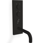 Μπαταρία νιπτήρος εντοιχιζόμενη - εξωτερικό μέρος αναμεικτική με βαλβίδα push-open  με πλακέτα, χρώμα: Μαύρο 16cm, on/off push button Black Matt από ορείχαλκο επιφάνεια: Ματ Εντοιχιζόμενες εξωτερικό μέρος