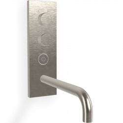 Μπαταρία νιπτήρος εντοιχιζόμενη - εξωτερικό μέρος αναμεικτική με βαλβίδα push-open  με πλακέτα, χρώμα: Χρωμέ 21cm, on/off push button, Brushed Nickel από ορείχαλκο επιφάνεια: Βουρτσισμένη Εντοιχιζόμενες εξωτερικό μέρος