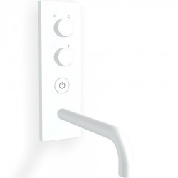 Μπαταρία νιπτήρος εντοιχιζόμενη - εξωτερικό μέρος αναμεικτική με βαλβίδα push-open  με πλακέτα, χρώμα: Λευκό 21cm, on/off push button White Matt από ορείχαλκο επιφάνεια: Ματ Εντοιχιζόμενες εξωτερικό μέρος